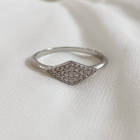 Jewelry - Sterling Art Deco Geometric Diamond Ring